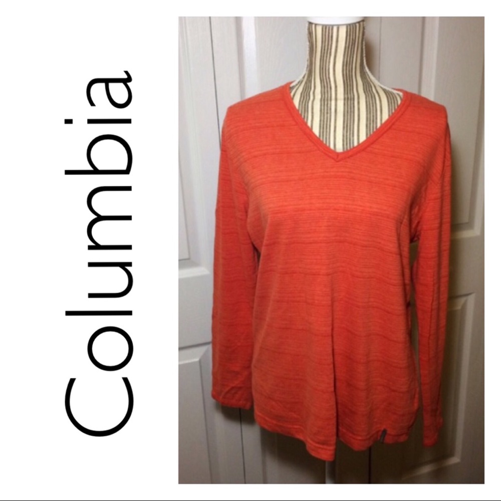 Columbia orange v-neck long-sleeved t-shirt